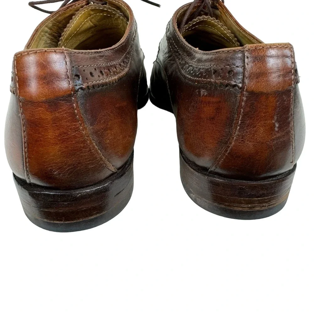 Zelli Chestnut Brown Calfskin‎ Leather Split Toe Oxford Lace Up Dress Shoes 10M